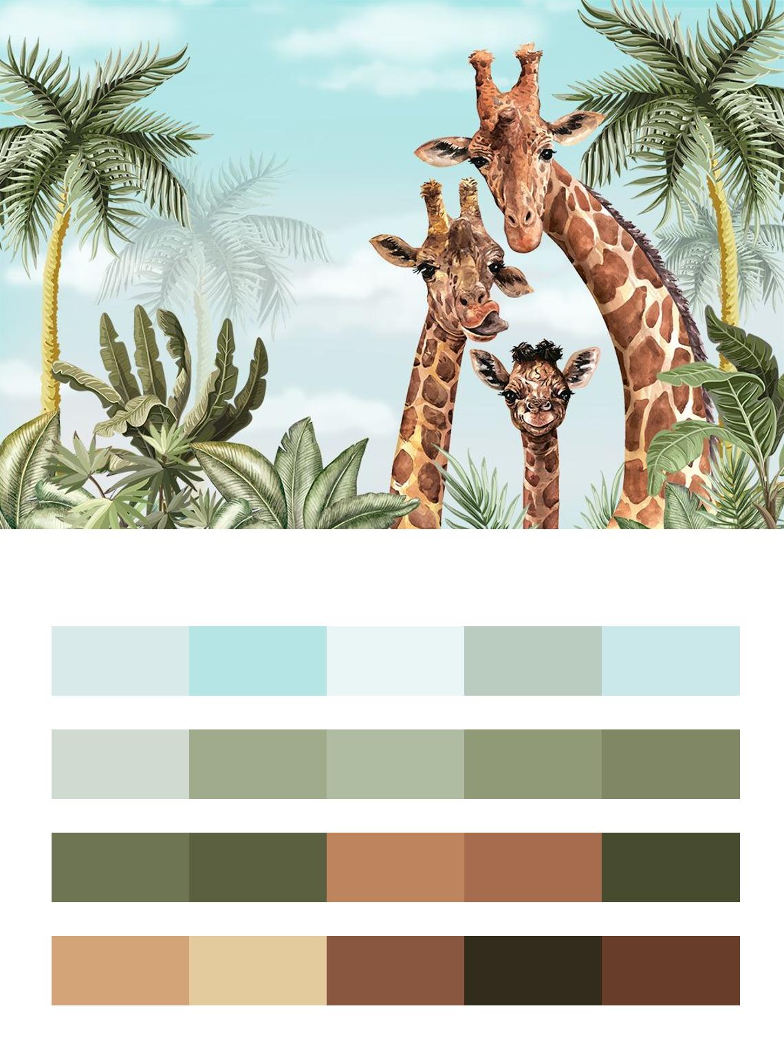 Семейство жирафов цвета
